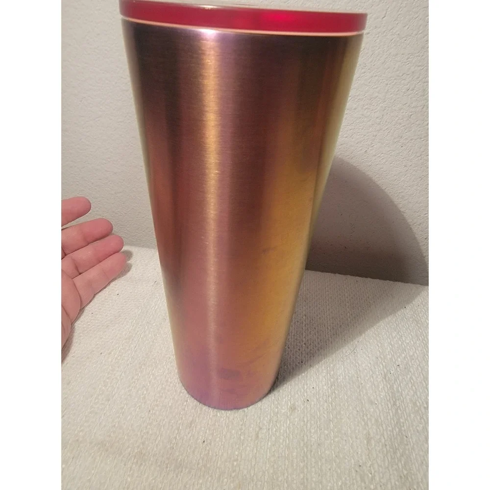 Starbucks‎ Stainless Steel Pink Halo cup tumbler 24oz 2022 No Straw EUC